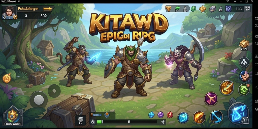 Screenshot menunjukkan karakter utama beraksi dalam pertempuran RPG yang seru.
