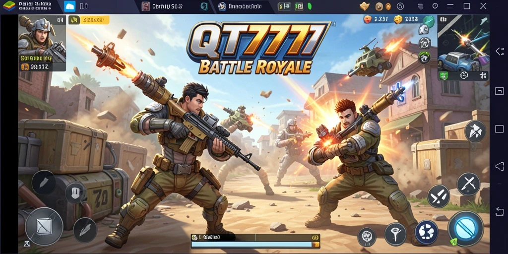 Tampilan gameplay QT777 yang mendebarkan dalam pertempuran Battle Royale.