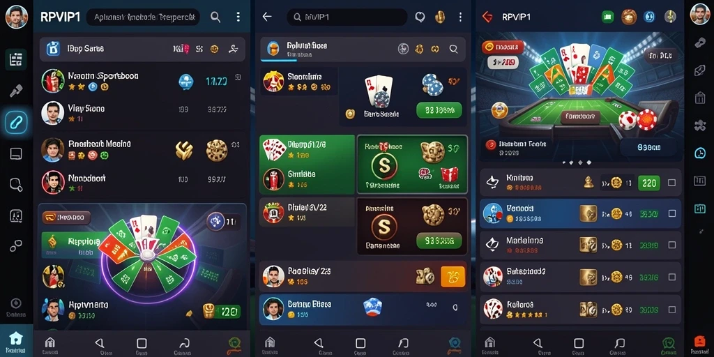 Tampilan gameplay RPVIP1 dengan berbagai pilihan taruhan olahraga.